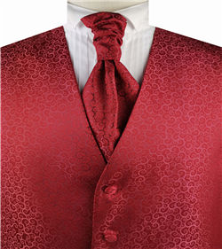 Burgundy Scroll Swirl Men's Regular Polyester Vest Set