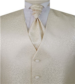 Ivory Scroll Swirl Men's Regular Polyester Vest Set