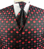 Burgundy Dot Classical Wedding Tailored Waistcoat+Cravat+Hanky