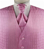 Pink Leaf Classical Microfiber Waistcoat+Cravat+Hanky