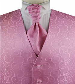 Pink Scroll Swirl Men's Regular PolyesterVest+Cravat+Hanky