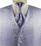 Lavender Dot Classical Bridegroom Waistcoat+Cravat+Hanky