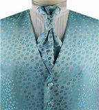 Aqua Dot Classical Bridegroom Waistcoat+Cravat+Hanky