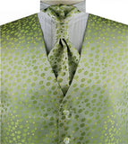 Green Dot Classical Bridegroom Waistcoat+Cravat+Hanky