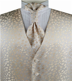 Light Beige Dot Classical Bridegroom Waistcoat+Cravat+Hanky