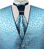 Blue Dot Classical Personality Tuxedo Waistcoat+Cravat+Hanky