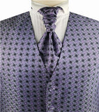 Purple Chequer Dress/Bridal Waistcoat+Cravat+Hanky