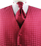 Burgundy Chequer Dress/Bridal Waistcoat+Cravat+Hanky