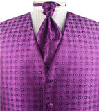 Fuschia Chequer Dress/Bridal Waistcoat+Cravat+Hanky