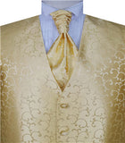 Gold Scroll Swirl Tuxedo Polyester Waistcoat+Cravat+Hanky