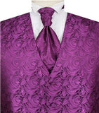 Violet Swirl Men's Microfiber Wedding Classical Waistcoat+Cravat+Hanky