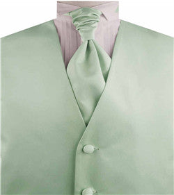 Solid Light Sea Green Plain Fabric Classical Tuxedo Waistcoat+Cravat+Hanky