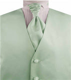 Solid Light Sea Green Plain Fabric Classical Tuxedo Waistcoat+Cravat+Hanky