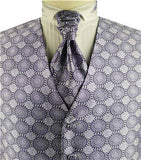 Mix Purple Little Floral Classical Tuxedo Waistcoat+Cravat+Hanky