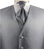 Grey Dot Classical Wedding Tailored Waistcoat+Cravat+Hanky