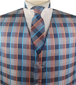 Navy&Orange Classical Wedding/Tuxedo Waistcoat+Necktie+Bowtie+Hanky