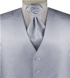 Silver Arc Pattern Classical Tailored Polyester Waistcoat+Cravat+Hanky