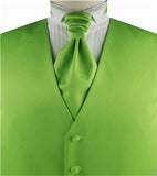 Solid Lime Plain Fabric Classical Tuxedo Waistcoat+Cravat+Hanky