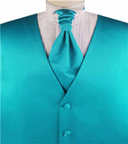 Solid Qqua Plain Fabric Classical Tuxedo Waistcoat+Bowtie+Hanky