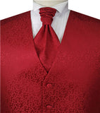 Red Swirl Men's Tuxedo Classical Waistcoat+Cravat+Hanky