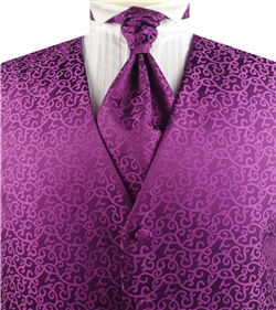 Violet Swirl Men's Tuxedo Classical Waistcoat+Cravat+Hanky