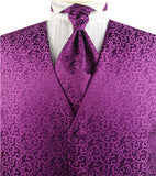 Violet Swirl Men's Tuxedo Classical Waistcoat+Cravat+Hanky