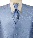 Sky Blue  Shining  Leaf  Wedding Tuxedo Waistcoat+Cravat+Hanky