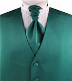 Solid Sea Green Plain Fabric Classical Tuxedo Waistcoat+Cravat+Hanky