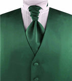 Solid Dark Green Plain Fabric Classical Tuxedo Waistcoat+Cravat+Hanky