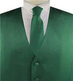 Dark Green Solid Plain Classical Tuxedo/Wedding Waistcoat+Necktie+Bowtie+Hanky