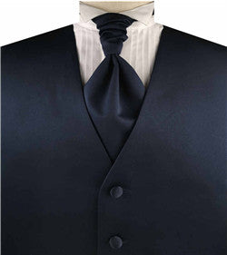 Solid Dark Blue Plain Fabric Classical Dress/Bridal Waistcoat+Cravat+Hanky