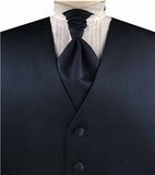 Solid Dark Blue Plain Fabric Classical Dress/Bridal Waistcoat+Cravat+Hanky