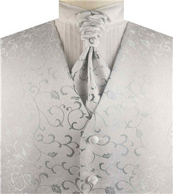 Grey Cotton&Poly Yarn Flower Classical Wedding Waistcoat+Cravat+Hanky