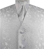 White Cotton&Poly Yarn Flower Classical Wedding Waistcoat+Cravat+Hanky