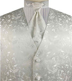 Ivory Leaf Wedding Tuxedo Waistcoat+Cravat+Hanky