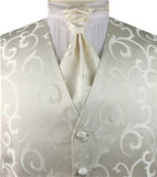 Ivory Scroll Swirl Men's Regular Polyester Waistcoat Set