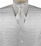 White  Lurex Yarn  Classical Dress/Bridal Waistcoat+Cravat+Hanky