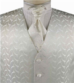 Ivory  Lurex Yarn  Classical Dress/Bridal Waistcoat+Cravat+Hanky