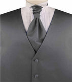 Solid Grey Plain Fabric Classical Dress/Bridal Waistcoat+Cravat+Hanky