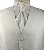 Ivory Pteris Swirl Wedding Tuxedo  Vest+Cravat+Hanky