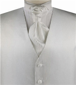 White Stripe Lurex Yarn  Classical Dress/Bridal Waistcoat+Cravat+Hanky
