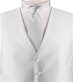 Solid White Shining Classical Wedding Waistcoat+Necktie+Hanky