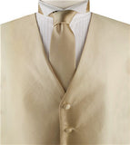 Solid Gold Shining  Classical Wedding Waistcoat+Necktie+Hanky