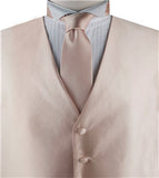 Solid Dark Pink Shining Classical Tuxedo Waistcoat+Necktie+Hanky