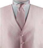 Solid Rose-Pink Shining  Classical Wedding Waistcoat+Necktie+Hanky