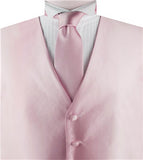 Solid Pink Shining  Classical Wedding Waistcoat+Necktie+Hanky