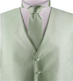 Solid Olive Green Shining Classical Wedding Waistcoat+Necktie+Hanky