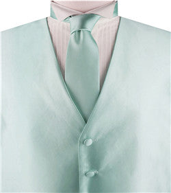 Solid Medium Sea Green Shining  Classical Wedding Waistcoat+Necktie+Hanky