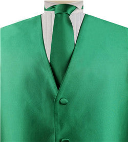 Solid  Green Shining  Classical Wedding Waistcoat+Necktie And Hanky