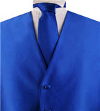 Solid Royal Blue Shining  Classical Tuxedo Waistcoat+Necktie+Hanky